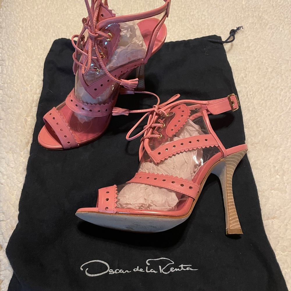 Oscar de la Renta Pink Calf Begonia heels